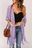 Openwork Open Front Cardigan with Fringes - Trendsi - Flyclothing LLC