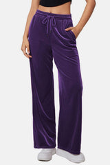 Drawstring Elastic Waist Straight Leg Pants - Trendsi - Flyclothing LLC