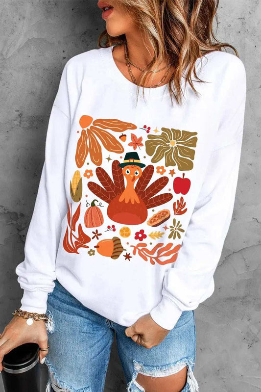 Graphic Round Neck Long Sleeve Sweatshirt - Trendsi - Flyclothing LLC