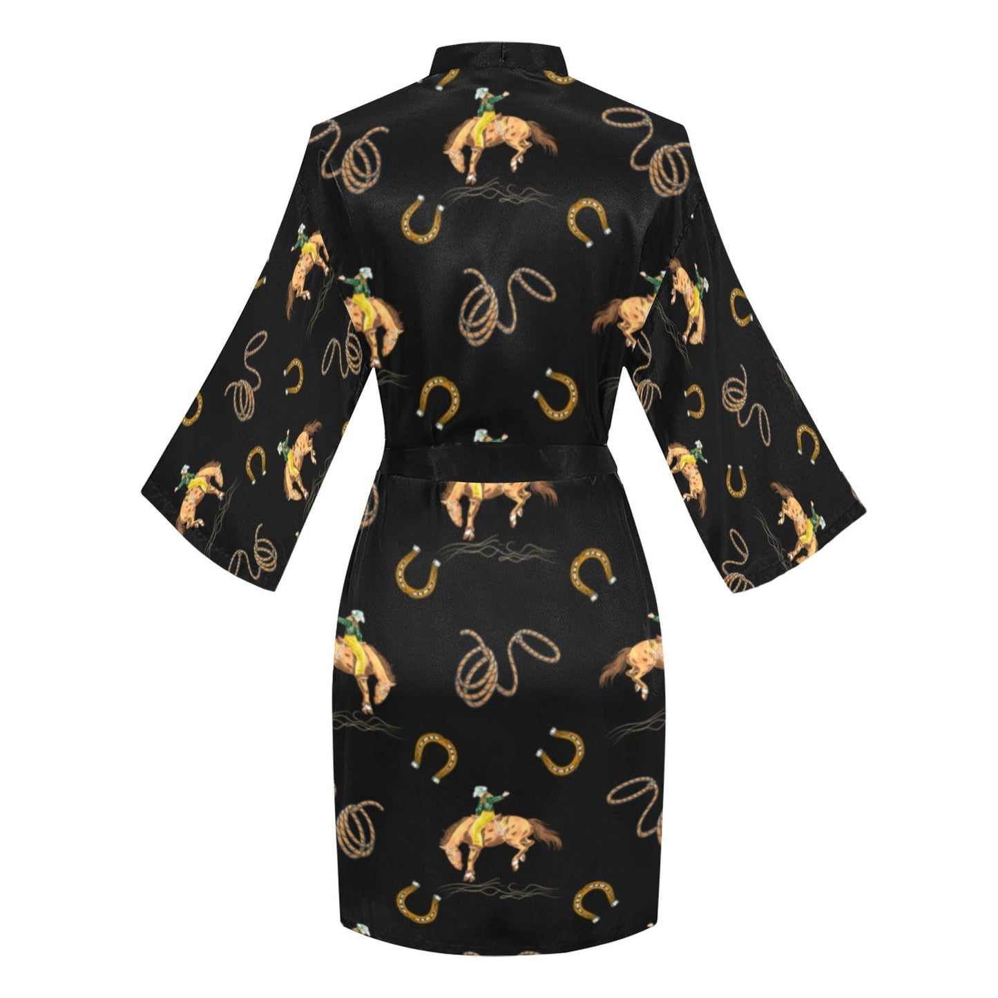 Baha Ranch Rodeo Cowboy Satin Kimono Sleeve Robe