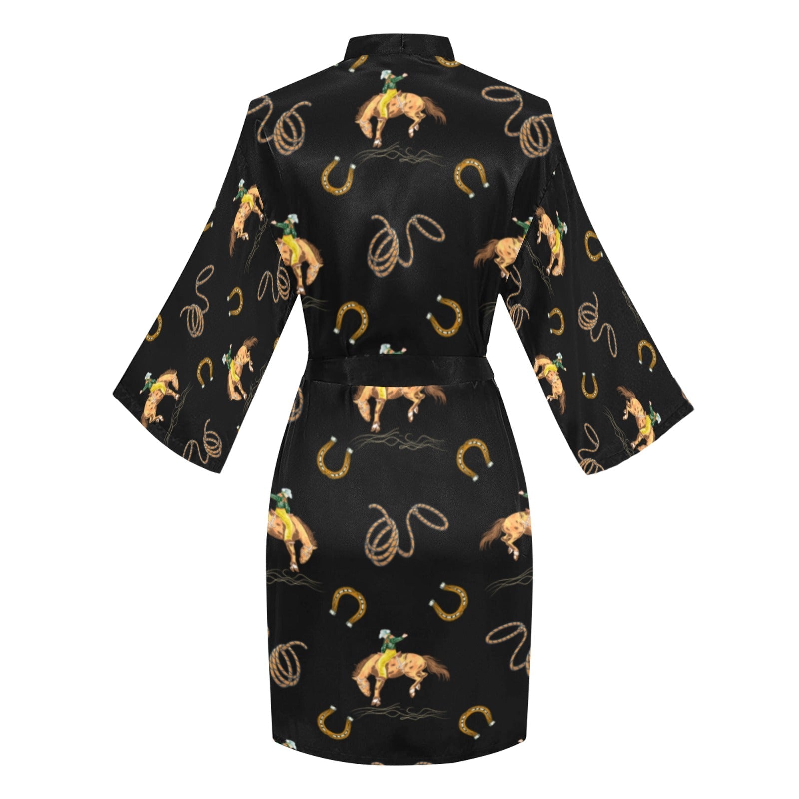 Baha Ranch Rodeo Cowboy Satin Kimono Sleeve Robe