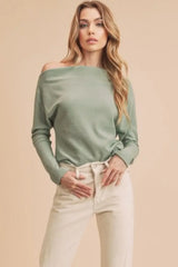 Aemi + Co One Shoulder Long Sleeve Knit Top - Trendsi - Flyclothing LLC