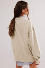 Exposed Seam Side Slit Long Sleeve Sweatshirt - Trendsi - Flyclothing LLC