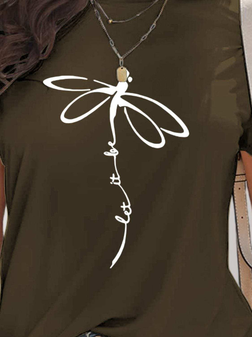 Dragonfly Graphic Round Neck Short Sleeve T-Shirt - Trendsi - Flyclothing LLC
