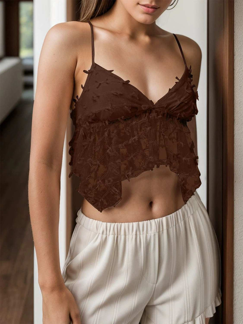 Tied V-Neck Cami - Trendsi - Flyclothing LLC