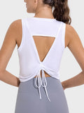 Drawstring Cutout Round Neck Active Tank - Trendsi