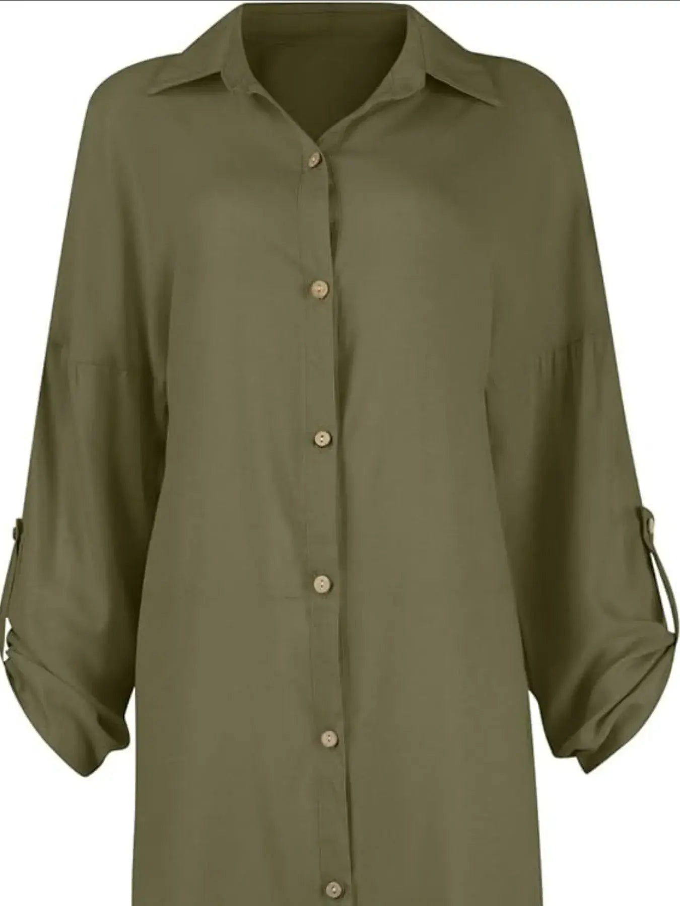 Button Down Long Sleeve Shirt Dress - Trendsi - Flyclothing LLC
