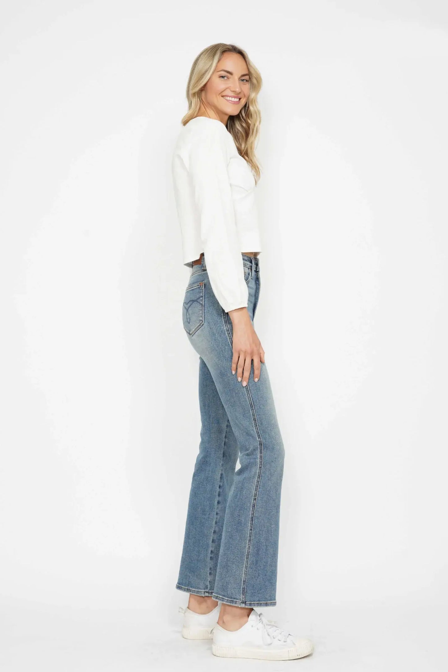 Judy Blue Full Size Tummy Control Back Embroidered Pocketed Bootcut Jeans Plus Size - Trendsi - Flyclothing LLC