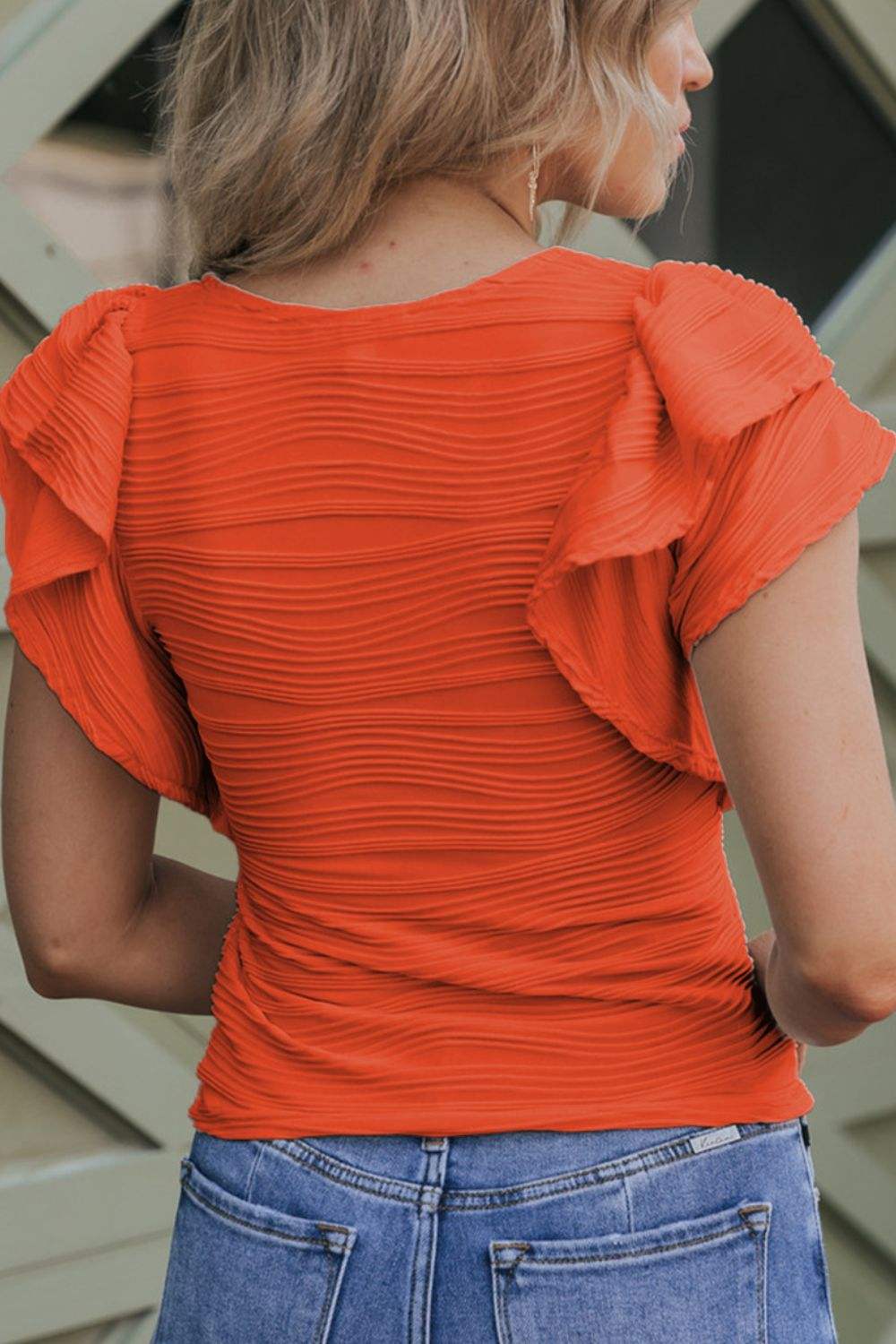 Textured Round Neck Cap Sleeve Top - Trendsi - Flyclothing LLC