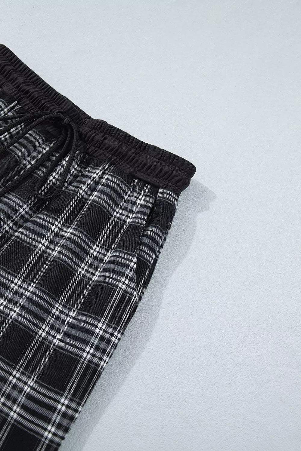 Plaid Wide-Leg Drawstring Pants - Trendsi - Flyclothing LLC