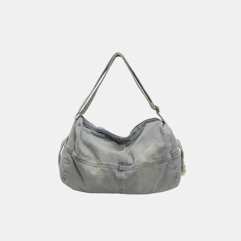Adjustable Strap Denim Tote Bag - Trendsi