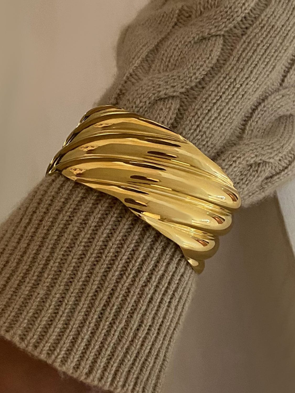 18K Gold-Plated Stainless Steel Open Ring - Trendsi