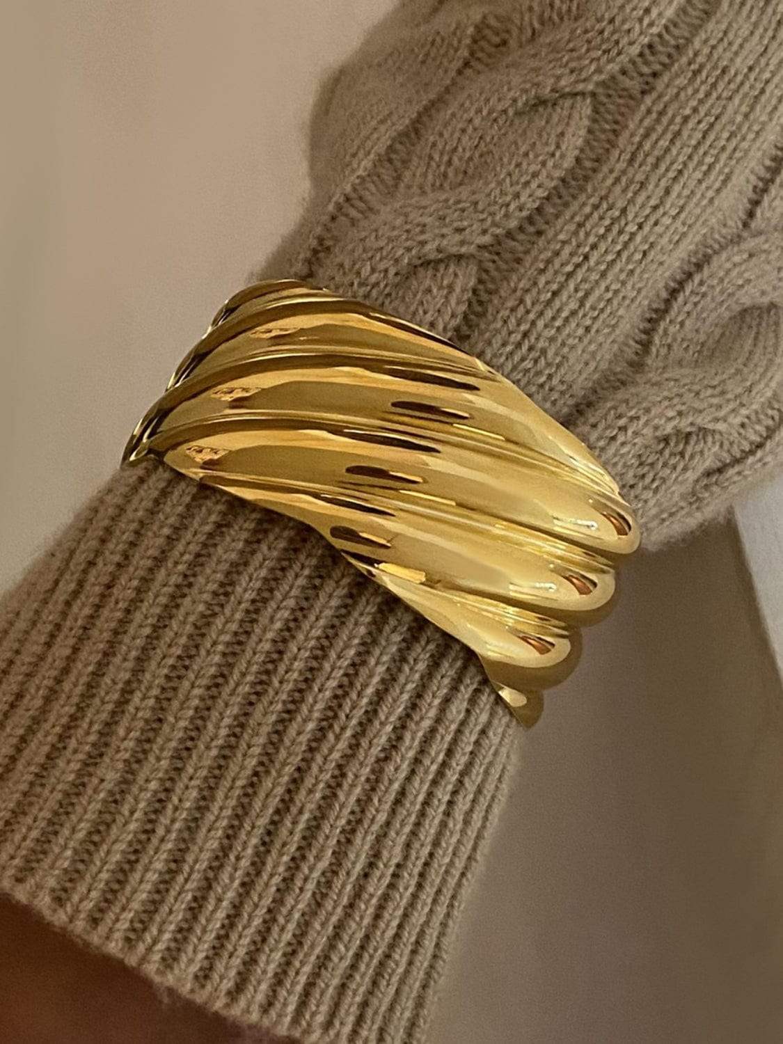 18K Gold-Plated Stainless Steel Open Ring - Trendsi - Flyclothing LLC