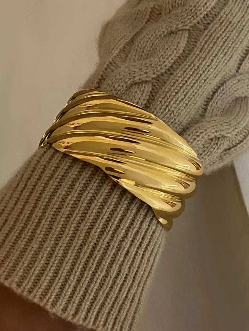 18K Gold-Plated Stainless Steel Open Ring - Trendsi - Flyclothing LLC