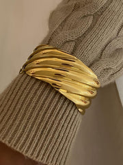 18K Gold-Plated Stainless Steel Open Ring - Trendsi