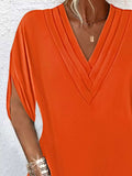 Full Size V-Neck Slit Sleeve Mini Dress Plus Size - Trendsi - Flyclothing LLC