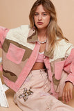 POL Corduroy Jacquard Patchwork Button Up Jacket - Trendsi