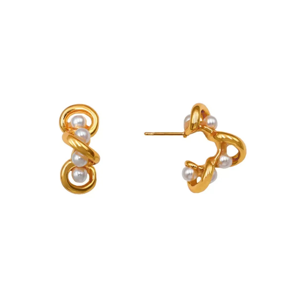 18K Gold-Plated Pearl Earrings - Trendsi - Flyclothing LLC