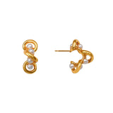 18K Gold-Plated Pearl Earrings - Trendsi - Flyclothing LLC