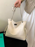 Chain Strap Faux Leather Tote Bag - Trendsi - Flyclothing LLC