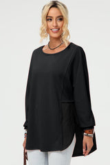 Double Take Full Size Long Sleeve High-Low T-Shirt - Trendsi