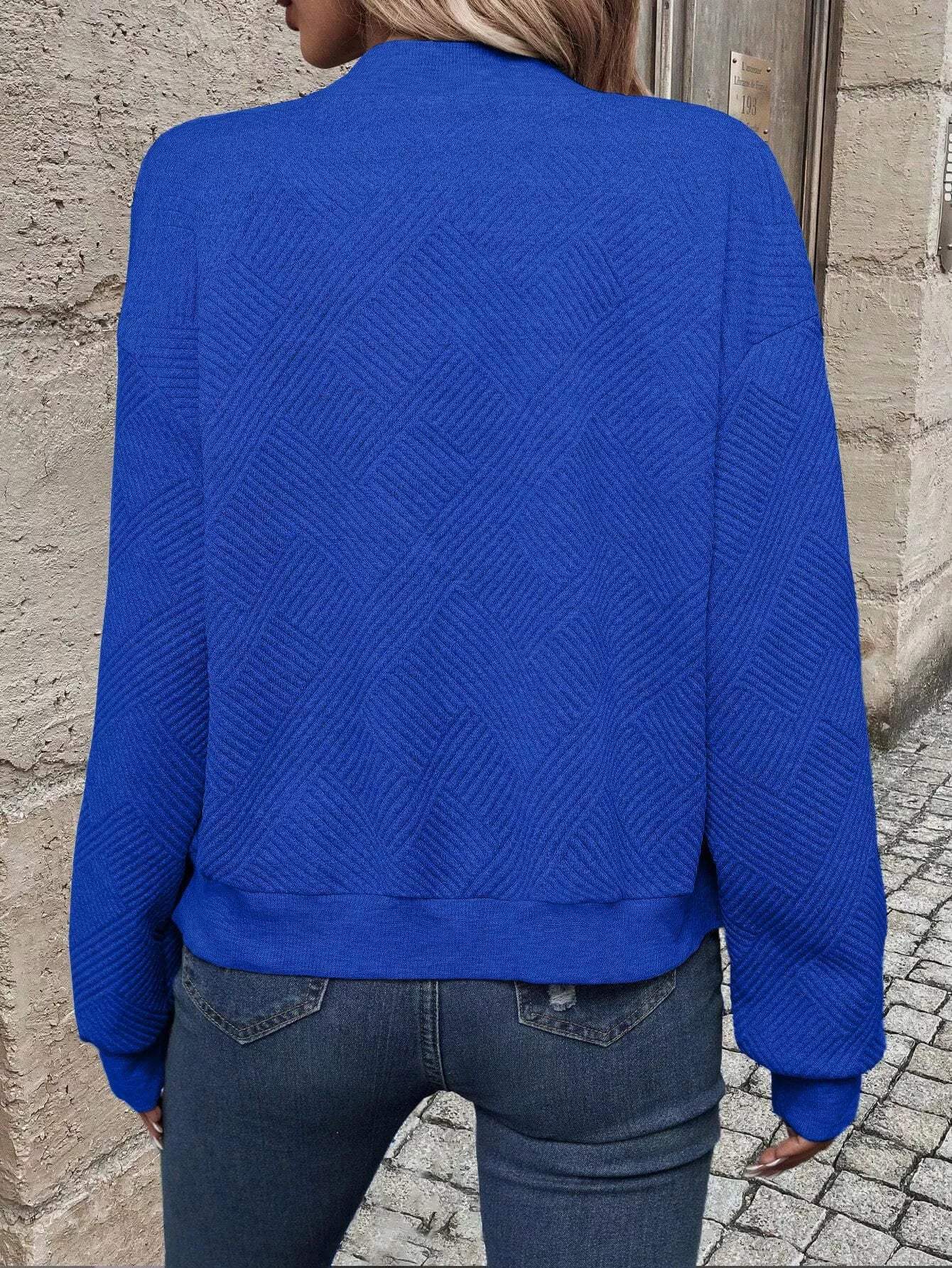 Texture Zip-Up Bomber Jacket - Trendsi - Flyclothing LLC