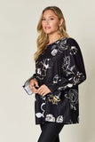 Double Take Full Size Printed Flounce Sleeve Blouse - Trendsi