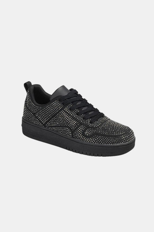 Forever Link Rhinestone Platform Flat Sneakers - Trendsi