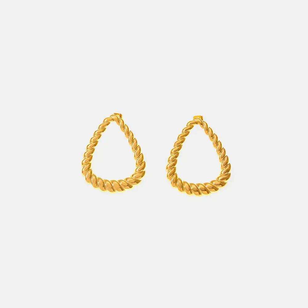 18K Gold-Plated Twisted Earrings - Trendsi - Flyclothing LLC