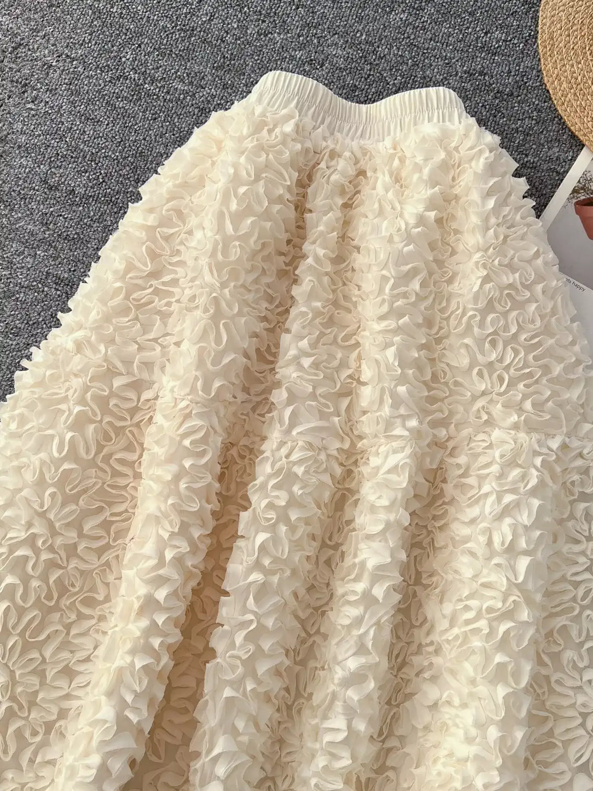 Elegant 3D Lace Trim High‑Waist A‑Line Midi Skirt - Trendsi - Flyclothing LLC