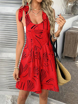 Devine Printed Tie Shoulder Overalls with Pockets - Trendsi - Flyclothing LLC