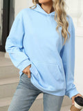 Kangaroo Pocket Long Sleeve Hoodie - Trendsi - Flyclothing LLC