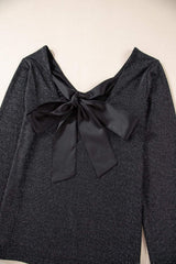 Bowknot V-Neck Long Sleeve Blouse - Trendsi - Flyclothing LLC