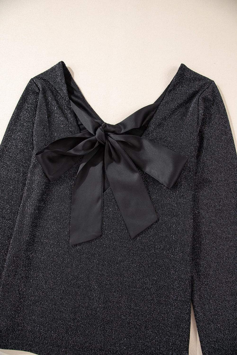 Bowknot V-Neck Long Sleeve Blouse - Trendsi - Flyclothing LLC