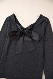 Bowknot V-Neck Long Sleeve Blouse - Trendsi - Flyclothing LLC