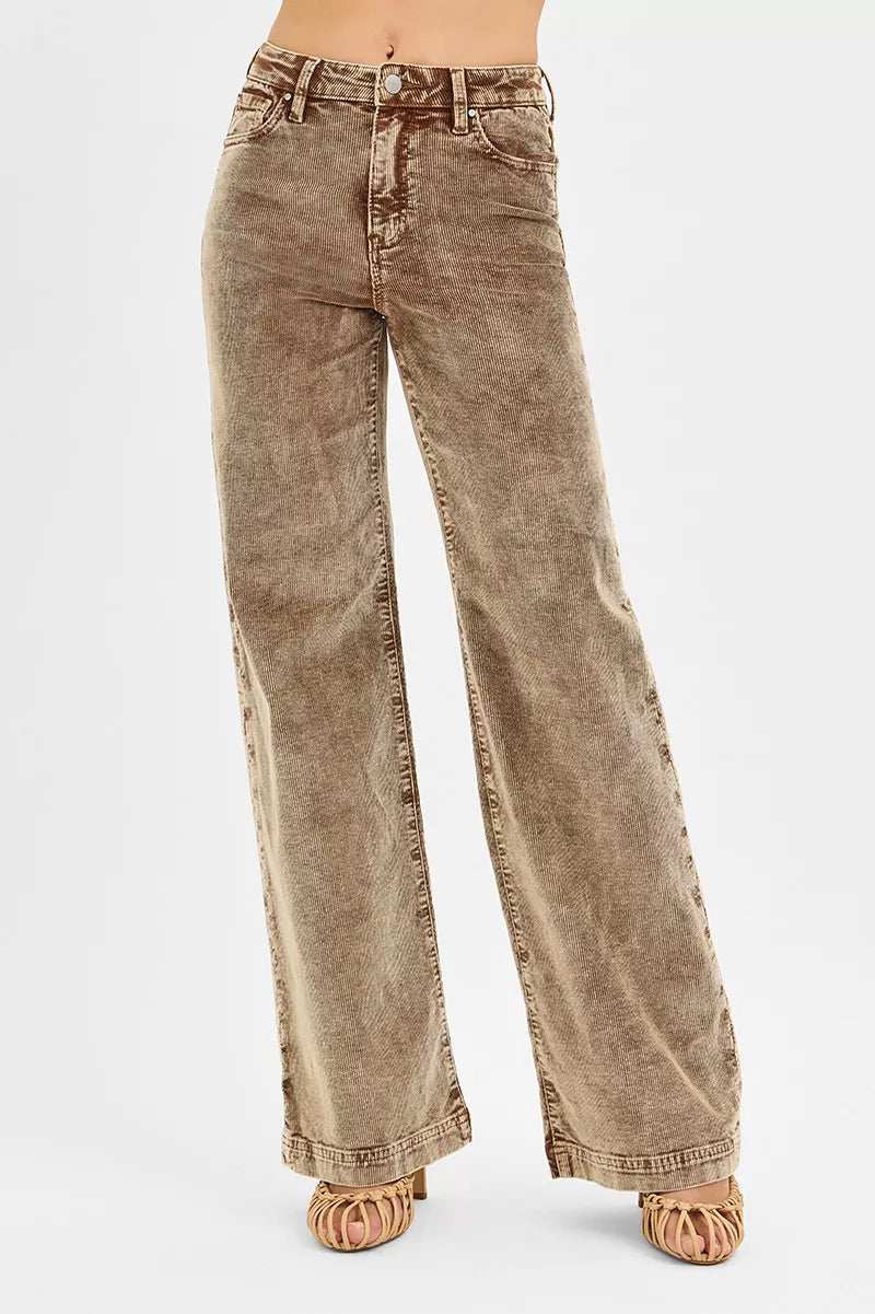 RISEN High Rise Wide Leg Corduroy Jeans - Trendsi - Flyclothing LLC