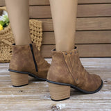 Point Toe Block Heels Boots - Trendsi - Flyclothing LLC