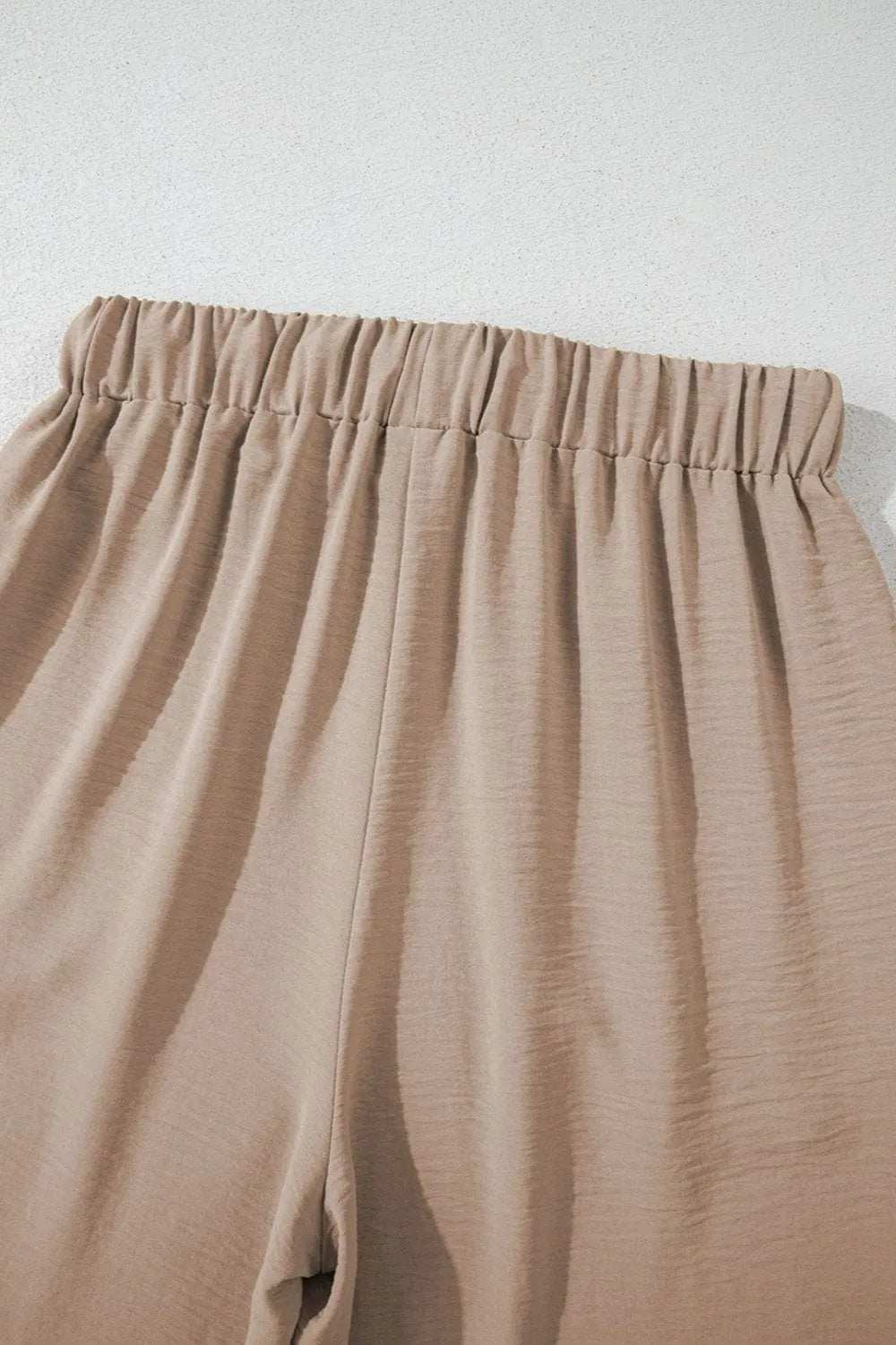 Button Down Vest and Drawstring Wide Leg Pants Set - Trendsi - Flyclothing LLC