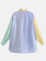 Pocketed Color Block Long Sleeve Shirt - Trendsi - Flyclothing LLC