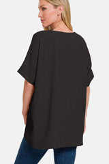 Zenana Full Size V-Neck Short Sleeve Top - Trendsi - Flyclothing LLC
