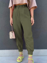 High Waist Cropped Pants - Trendsi - Flyclothing LLC