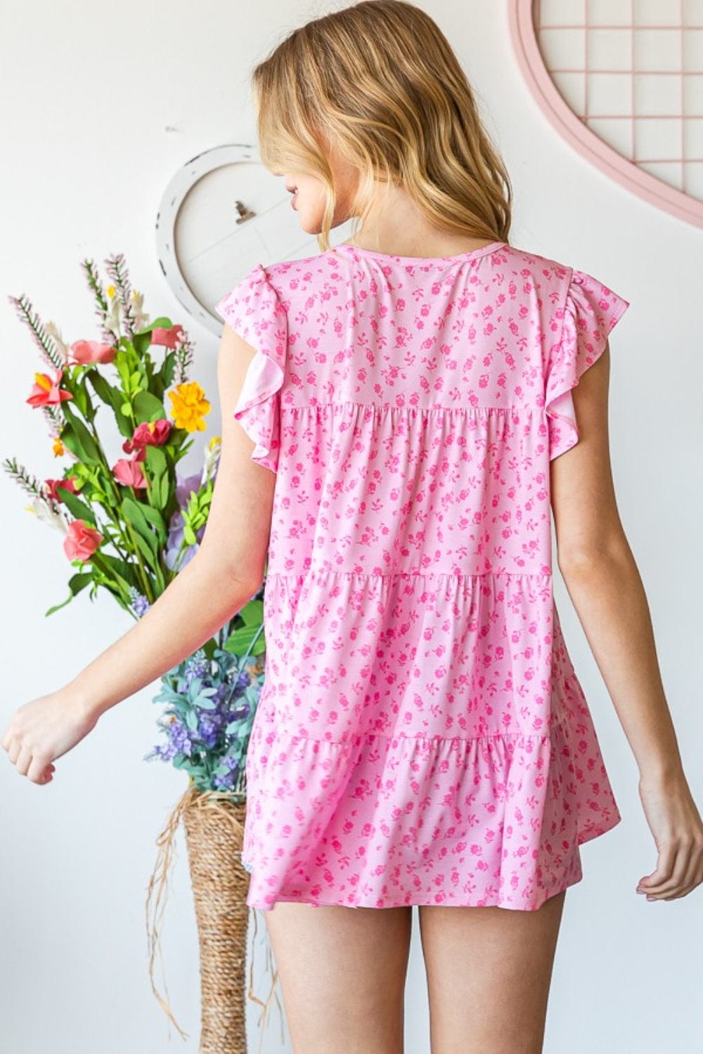 Heimish Full Size Floral Ruffled Tiered Top - Trendsi