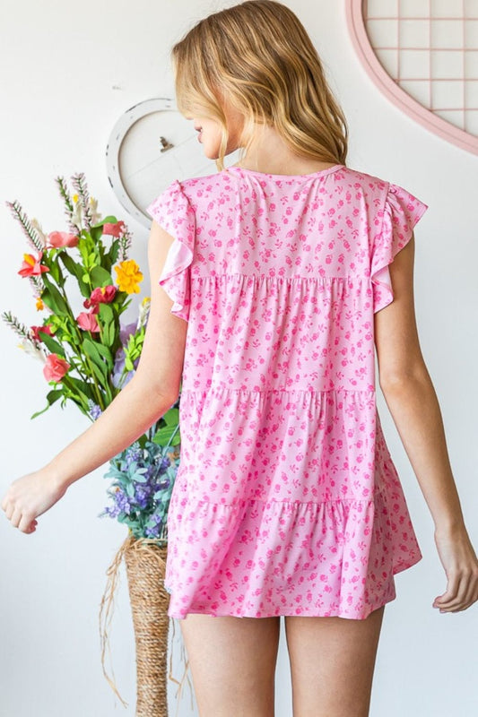 Heimish Full Size Floral Ruffled Tiered Top - Trendsi