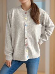 Button Down Long Sleeve Cardigan - Trendsi