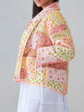 Printed Patchwork Open Front Cardigan with Pockets - Trendsi - Flyclothing LLC
