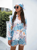 Printed Button Up Long Sleeve Shirt and Shorts Set - Trendsi - Flyclothing LLC