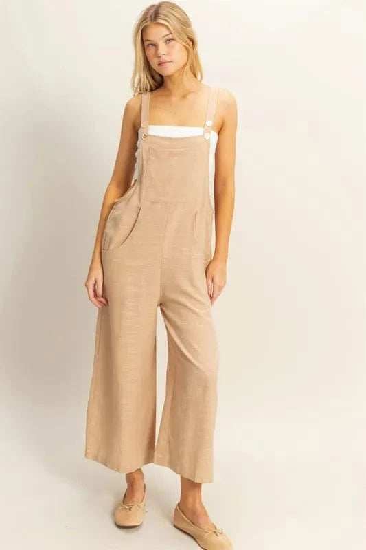 HYFVE Textured Wide Leg Overall - Trendsi - Flyclothing LLC