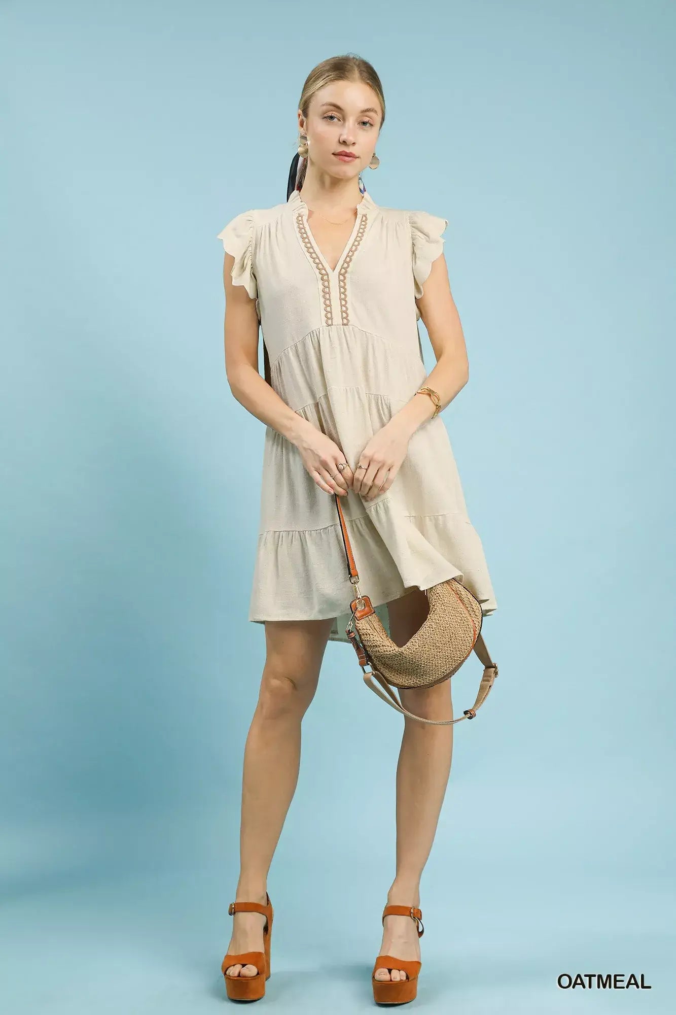 Umgee Linen Tiered Baby Doll Dress - Trendsi - Flyclothing LLC