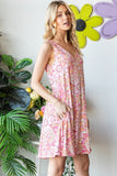 Heimish Full Size Floral V-Neck Tank Dress with Pockets - Trendsi