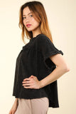 VERY J Nochted Short Sleeve Washed T-Shirt - Trendsi
